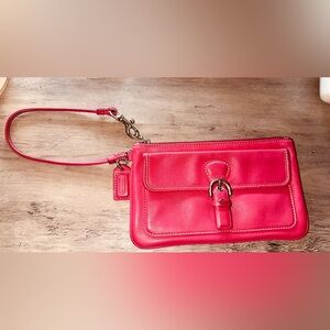 COACH Smooth Leather Soho Skinny Wristlet with Buckle Pocket Authentic